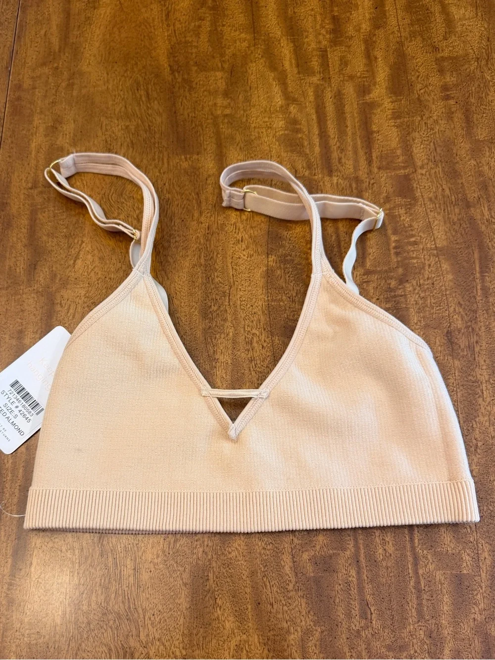 LIVELY women’s Skinny-Strap Ribbed Seamless Bralette Toasted Almond